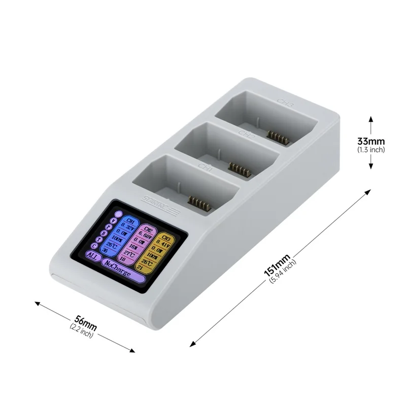STARTRC V2.0 Battery Charging Hub for DJI Mini 5 Pro / 4 Pro / 3 Pro / 3 LCD Display 3-Slot Fast Charger