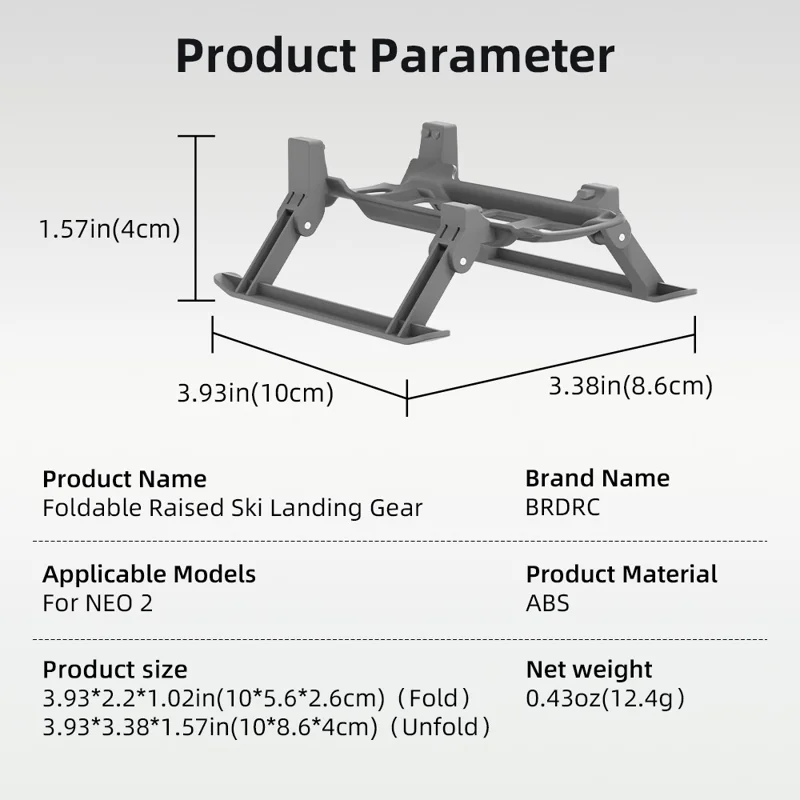 BRDRC til DJI Neo 2 foldbart forhøjet landingsstel, højdeforøgende benholder, dronedertilbehør