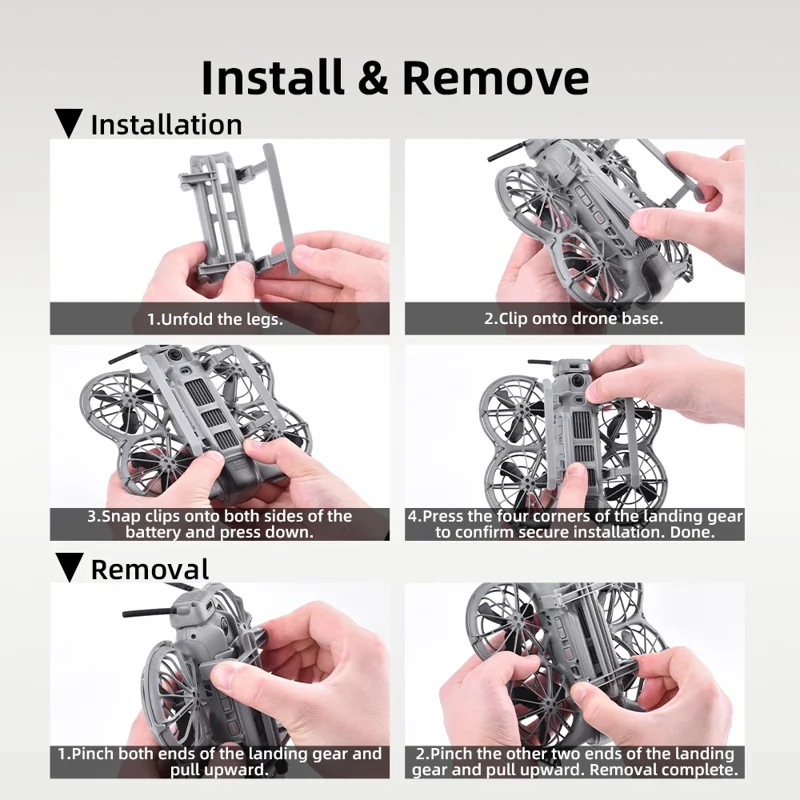BRDRC til DJI Neo 2 foldbart forhøjet landingsstel, højdeforøgende benholder, dronedertilbehør