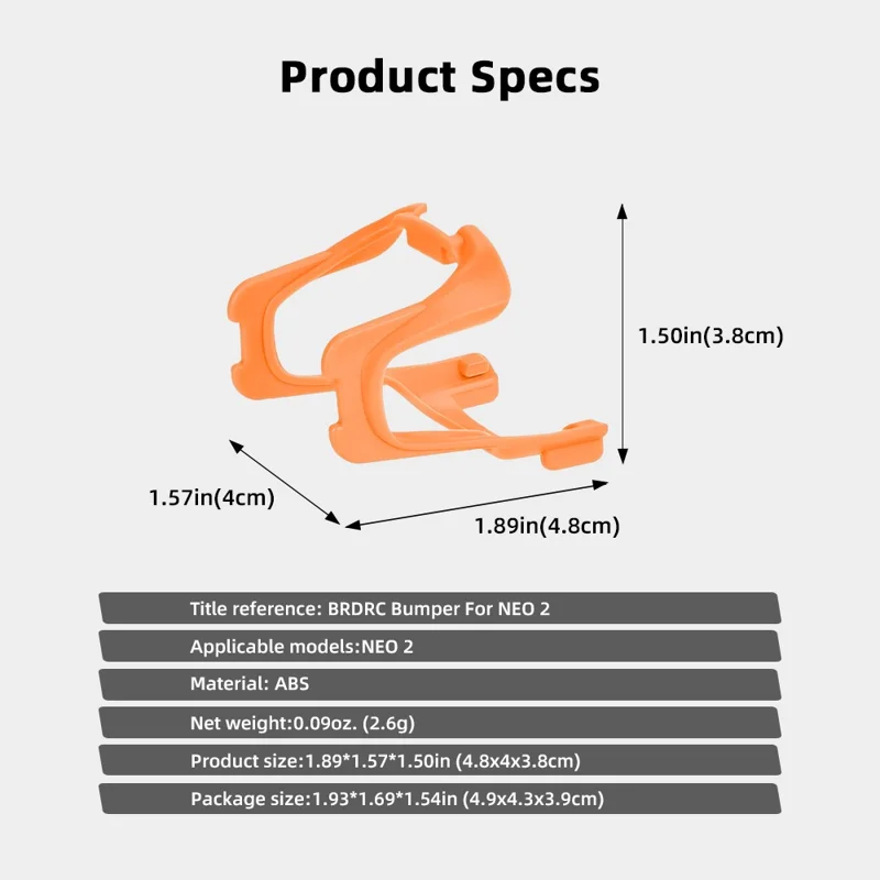 BRDRC For DJI Neo 2 Shock Absorption Bumper Plastic Anti-Collision Drone Gimbal Protector Guard - Orange