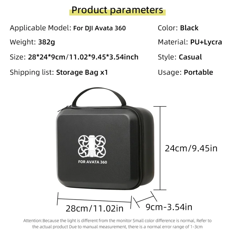 Портативная сумка из искусственной кожи для дрона DJI Avata 360, прочная сумка-чехол для переноски, органайзер для путешествий, защитная сумка-мешок - узор / черный