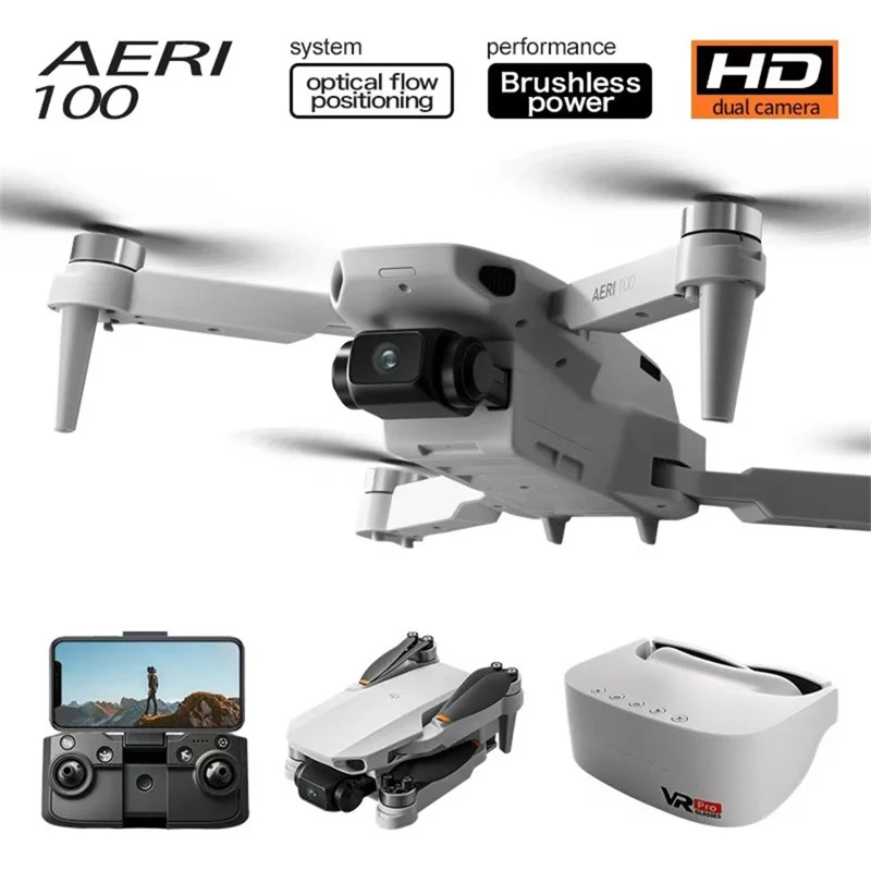 Aeri 100 Brushless Motor Drone with Single Battery VR Goggles Dual Camera Optical Flow Positioning RC Drone for Aerial Photography