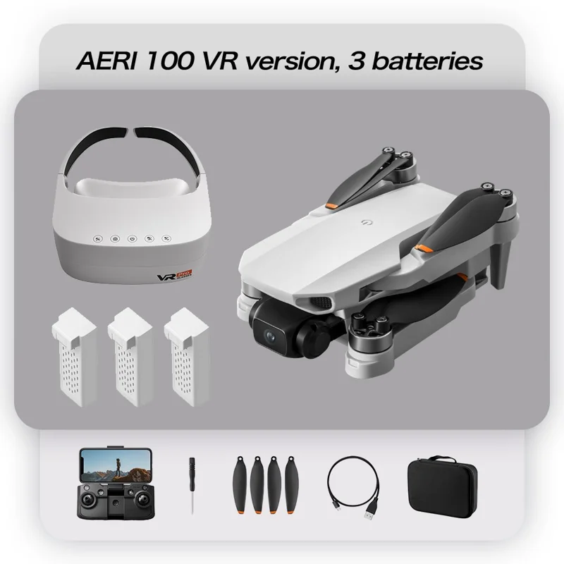 Drone Aeri 100 avec moteur sans balai, version VR, avec 3 batteries, positionnement par flux optique, double caméra HD, drone télécommandé pour prises aériennes