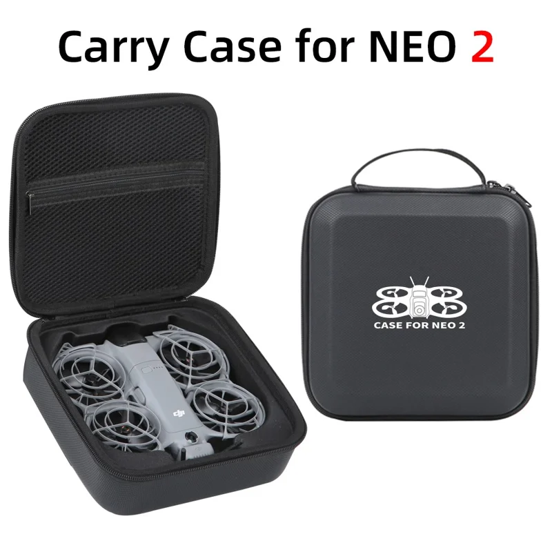 Bolsa Portátil para Drone DJI Neo 2, Bolsa de Armazenamento à Prova de Água em PU, Organizador de Viagem com Interior em Espuma EPE - Preto / Estampado