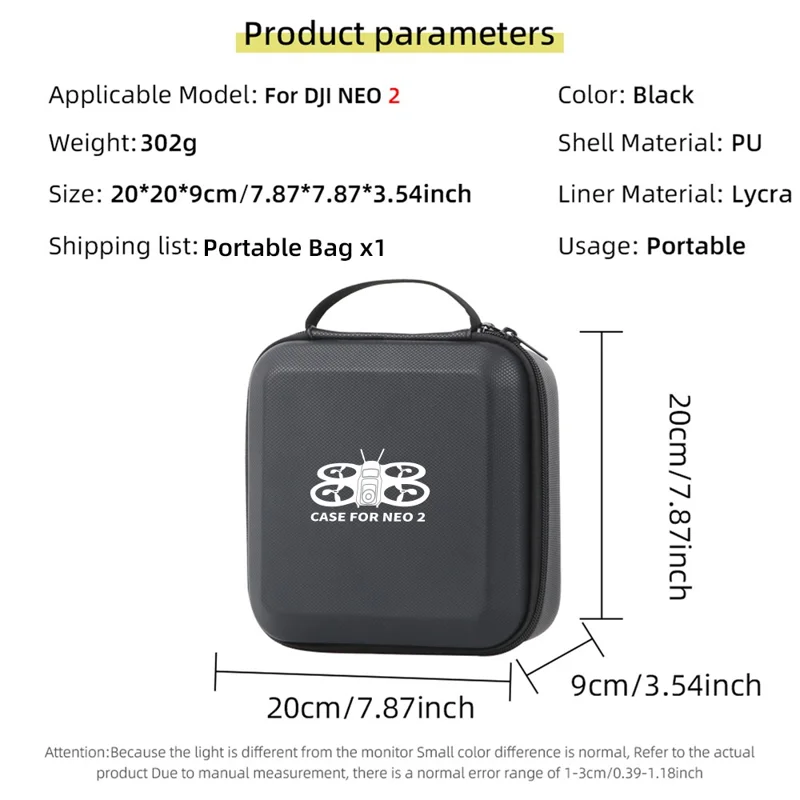 Bolsa Portátil para Drone DJI Neo 2, Bolsa de Armazenamento à Prova de Água em PU, Organizador de Viagem com Interior em Espuma EPE - Preto / Estampado