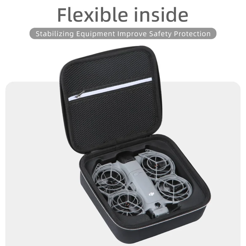 Capa Portátil para DJI Neo 2, Bolsa de Armazenamento Moldada em EVA, Bolsa de Transporte em Náilon Impermeável - Preto