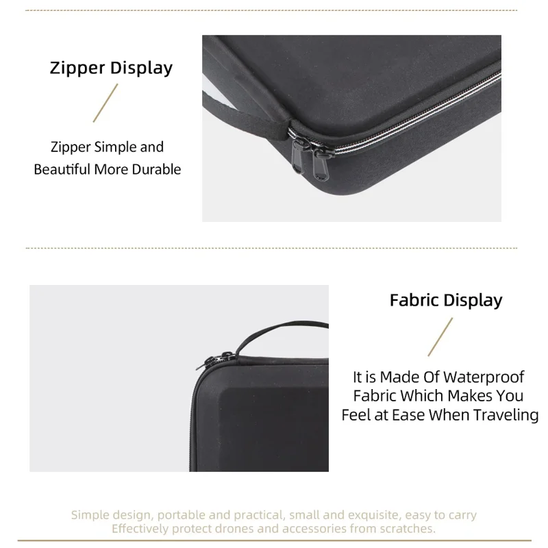 Capa Portátil para DJI Neo 2, Bolsa de Armazenamento Moldada em EVA, Bolsa de Transporte em Náilon Impermeável - Preto