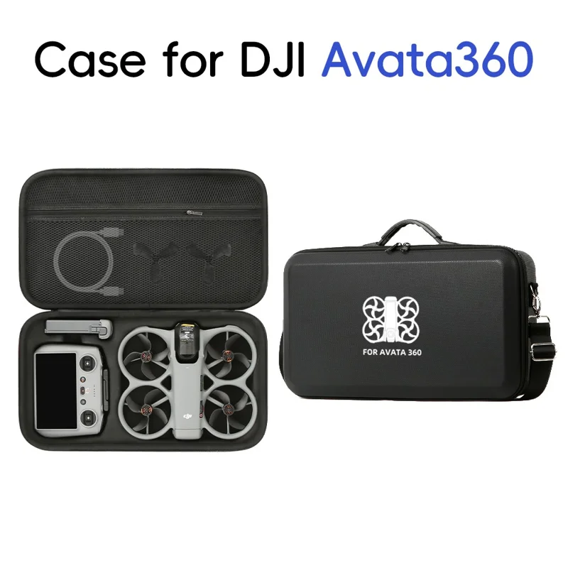 Protective Carrying Case for DJI Avata 360 Drone Shockproof Hard Shell Storage Bag with Shoulder Strap - Black  /  Logo