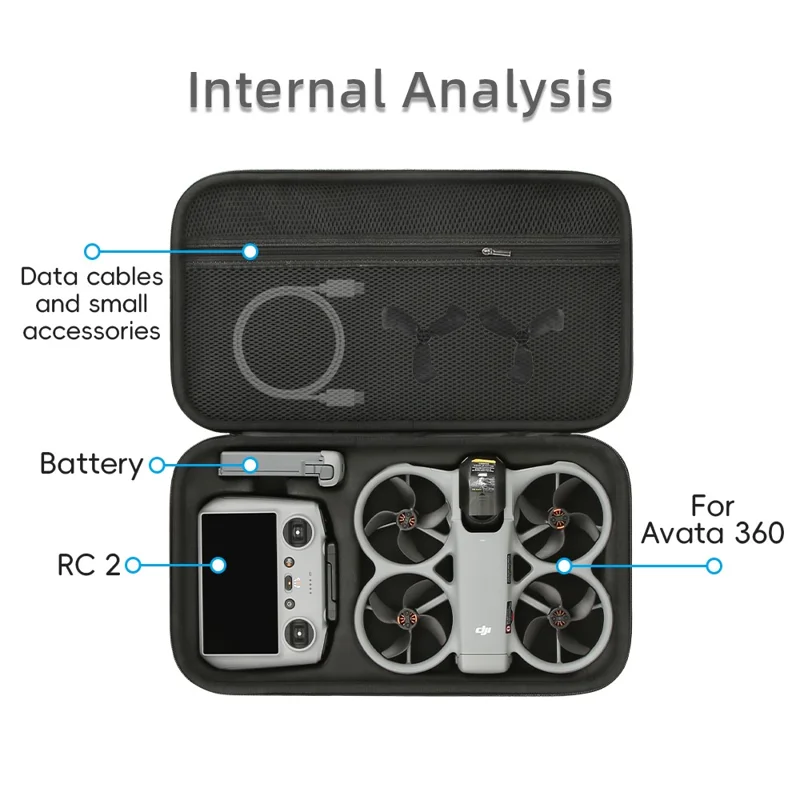 Protective Carrying Case for DJI Avata 360 Drone Shockproof Hard Shell Storage Bag with Shoulder Strap - Black  /  Logo