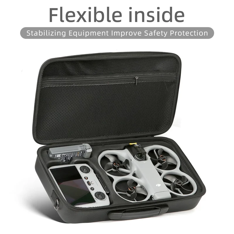 Protective Carrying Case for DJI Avata 360 Drone Shockproof Hard Shell Storage Bag with Shoulder Strap - Black  /  Logo
