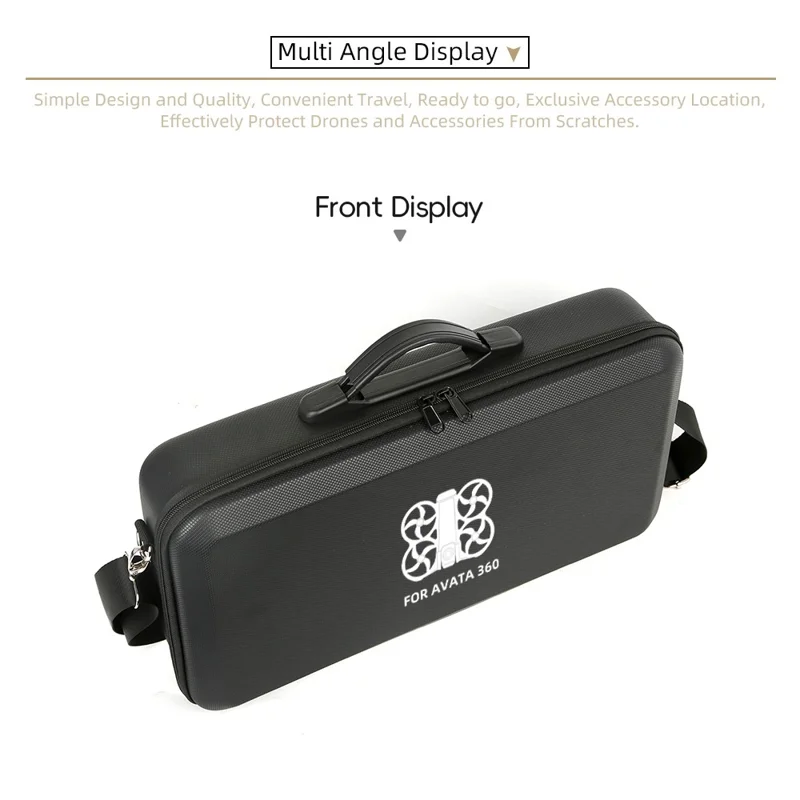 Protective Carrying Case for DJI Avata 360 Drone Shockproof Hard Shell Storage Bag with Shoulder Strap - Black  /  Logo
