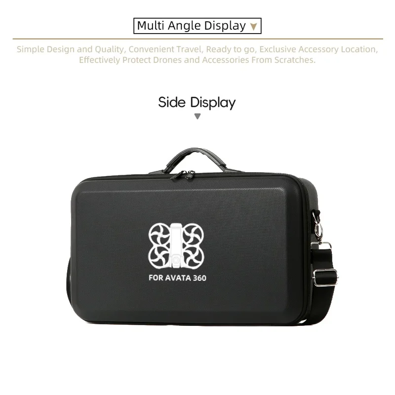 Protective Carrying Case for DJI Avata 360 Drone Shockproof Hard Shell Storage Bag with Shoulder Strap - Black  /  Logo