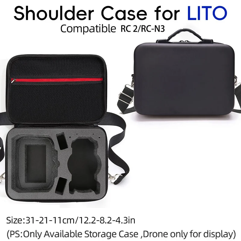 Bolsa de Transporte para Drone DJI Lito 1, Bolsa de Armazenamento Portátil com Capa Rígida EVA e Alça de Ombro - Preto
