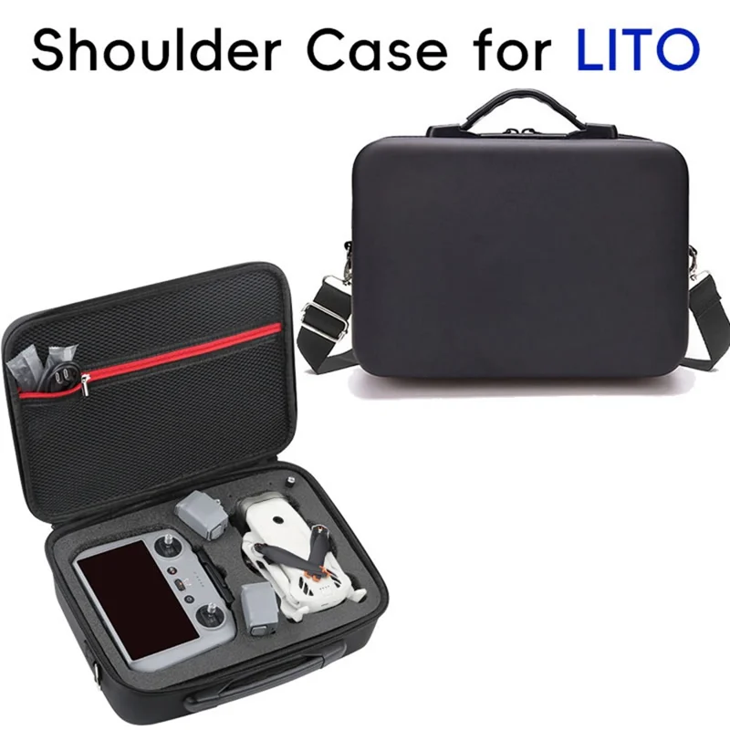 Bolsa de Transporte para Drone DJI Lito 1, Bolsa de Armazenamento Portátil com Capa Rígida EVA e Alça de Ombro - Preto