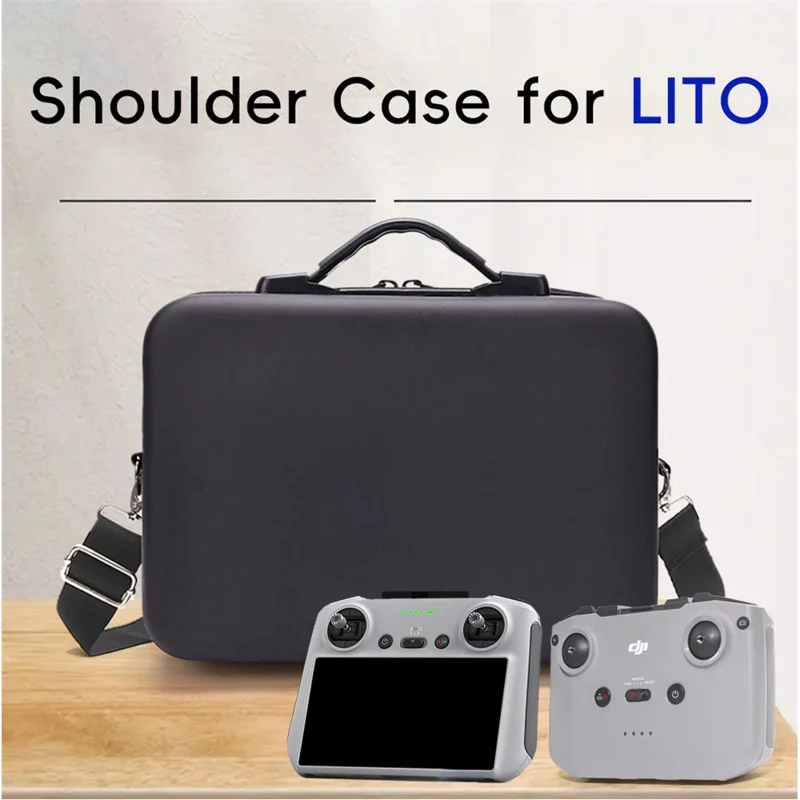 Bolsa de Transporte para Drone DJI Lito 1, Bolsa de Armazenamento Portátil com Capa Rígida EVA e Alça de Ombro - Preto
