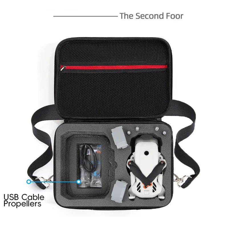 Bolsa de Transporte para Drone DJI Lito 1, Bolsa de Armazenamento Portátil com Capa Rígida EVA e Alça de Ombro - Preto
