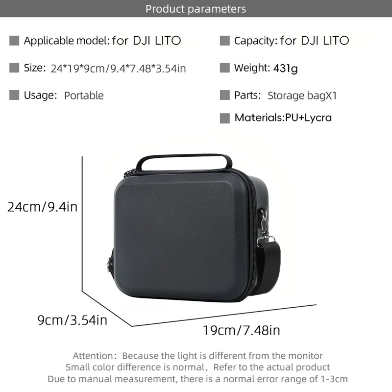 Funda portátil para DJI Lito 1, bolsa de almacenamiento de carcasa dura de PU y Lycra, funda protectora para control remoto - Negro