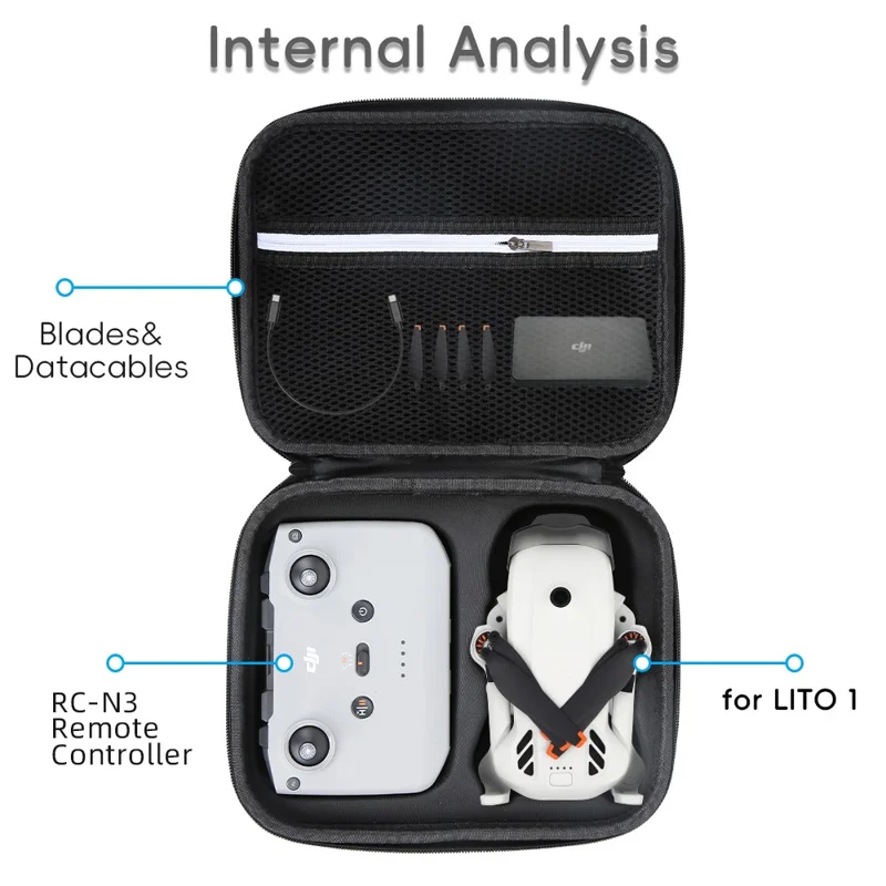 Funda portátil para DJI Lito 1, bolsa de almacenamiento de carcasa dura de PU y Lycra, funda protectora para control remoto - Negro