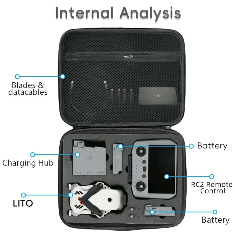 Borsa per DJI Lito 1 / Lito X1 Drone Custodia Portatile in PU Custodia Protettiva Rigida - Nero