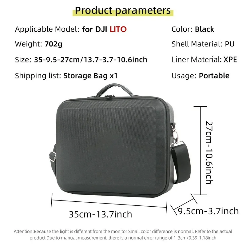 Borsa per DJI Lito 1 / Lito X1 Drone Custodia Portatile in PU Custodia Protettiva Rigida - Nero