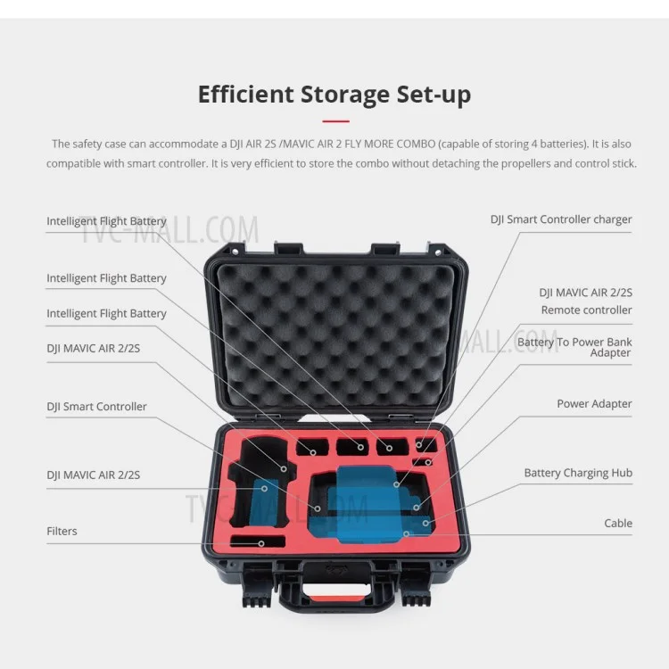 PGYTECH Waterproof Safety Case Portable Storage Box per DJI Mavic Air 2/2S, Versione Standard