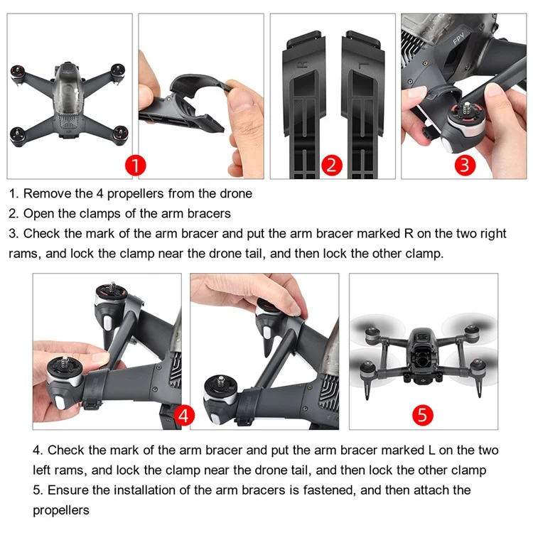 1 Par Arrancar 1109516 Protector De Refuerzo De Brazo De Brazo De Brazo De Drone Para DJI FPV