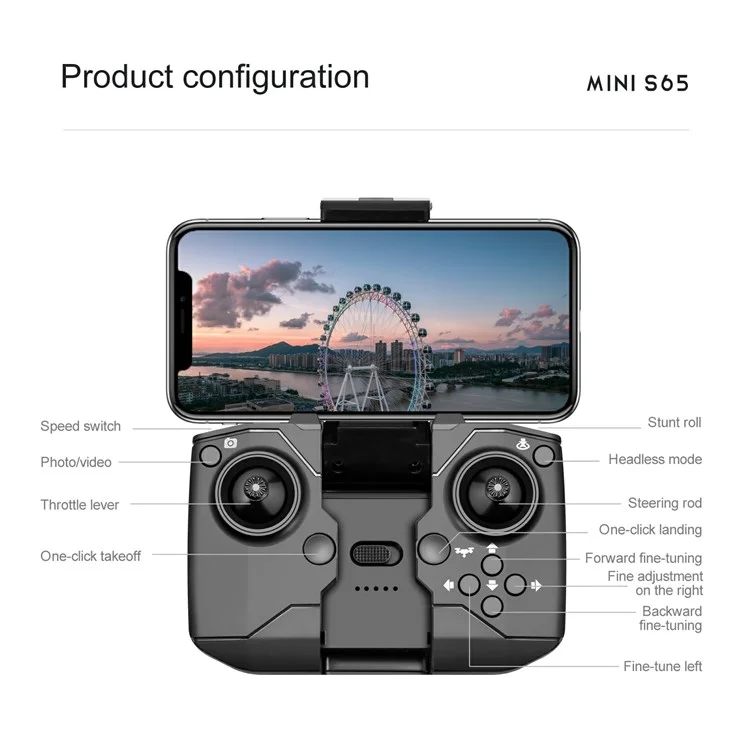 S65 Indoor Outdoor 4K Dual Camera Drone HD Quadcopter Air Pression Altitude Hold RC Aircraft With Gesture Photo - le Noir