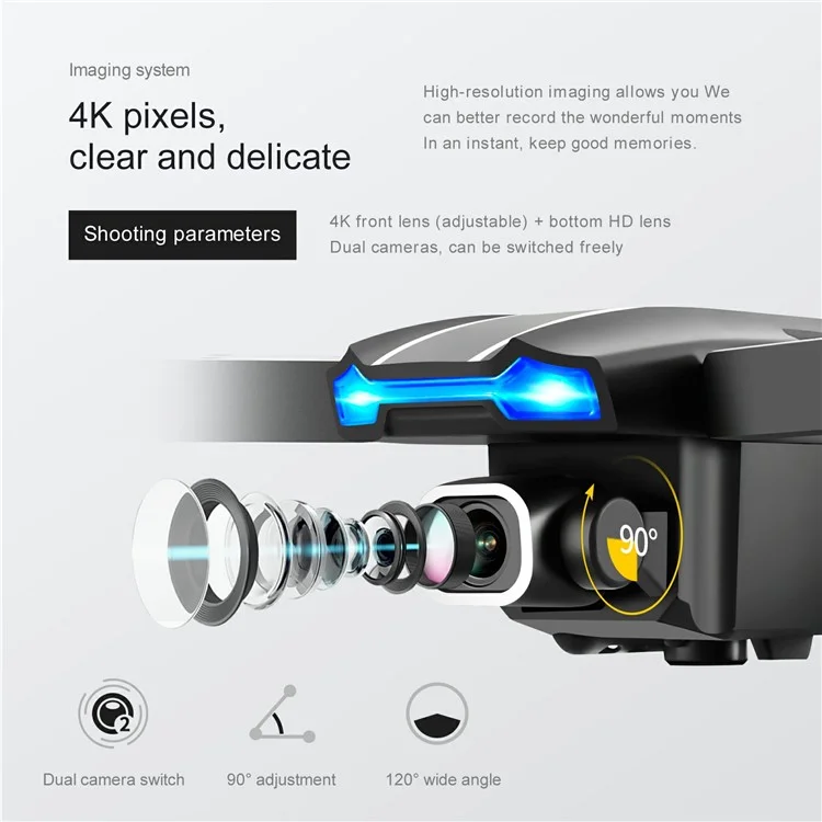 S65 Indoor Outdoor 4K Dual Camera Drone HD Quadcopter Air Pressure Altitude Hold RC Aircraft with Gesture Photo - Orange