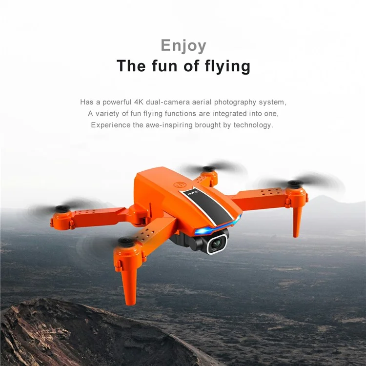 S65 Indoor Outdoor 4K Dual Camera Drone HD Quadcopter Air Pressure Altitude Hold RC Aircraft with Gesture Photo - Orange