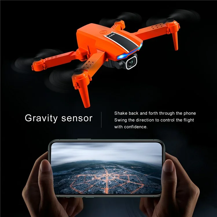 S65 Indoor Outdoor 4K Dual Camera Drone HD Quadcopter Air Pressure Altitude Hold RC Aircraft with Gesture Photo - Orange