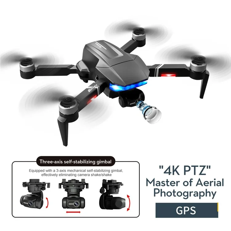 LSRC LSRC-S7S Sentinels GPS 5G Wifi FPV 4K Hd-kamera Falten Rc-drohne 3-achse Gimbal 28 Minuten Flugzeit Fernbedienung Bürstenloser Quadcopter-spielzeug Mit 3 Batterien