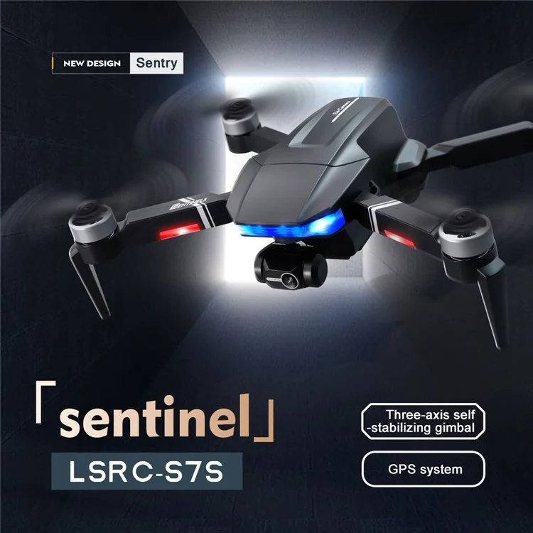 LSRC LSRC-S7S Sentinels GPS 5G Wifi FPV 4K Hd-kamera Falten Rc-drohne 3-achse Gimbal 28 Minuten Flugzeit Fernbedienung Bürstenloser Quadcopter-spielzeug Mit 3 Batterien