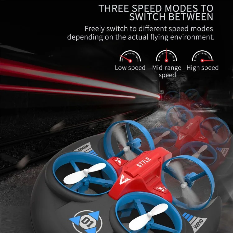 JJRC H101 A257 Remote-Control Quadcopter Sea/Land/Air Three-in-One Aerobatic Drone - Red