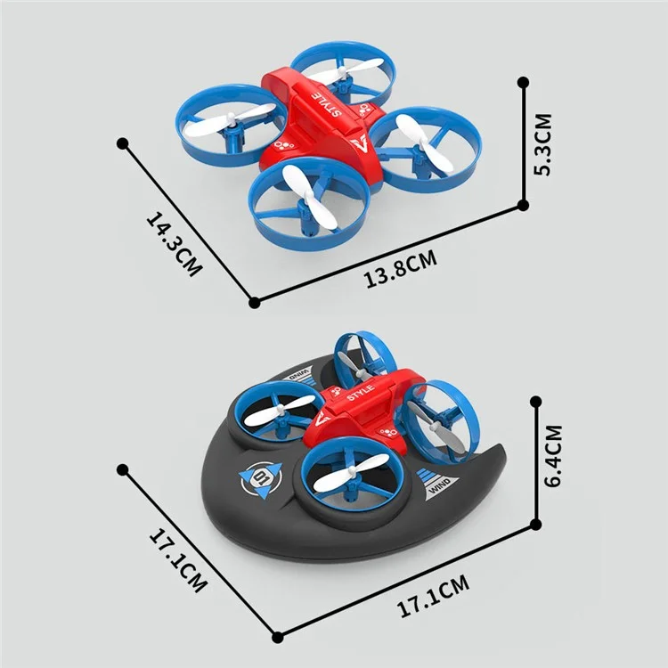 JJRC H101 A257 Remote-Control Quadcopter Sea/Land/Air Three-in-One Aerobatic Drone - Red