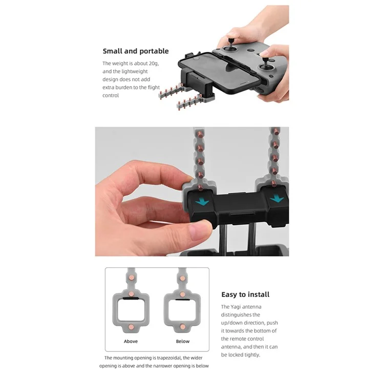 EWB8040 2Pcs/Set 5.8Ghz Yagi Antenna Extended Range Signal Booster for DJI Mavic Air 2/Air 2S/Mini 2 - Cinza
