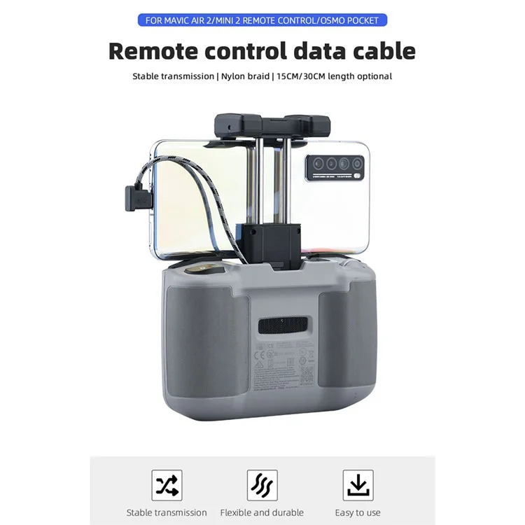 EWB8463 15cm Remote Control Data Wire Nylon Braided for DJI Mavic Air 2/Mini 2/Pocket 2/Osmo Pocket - USB to Type-C