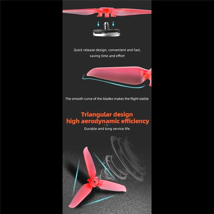 EWB8574 1 Pair Color Propeller Replacement Spare Parts Drone Blades for DJI FPV Combo - Red