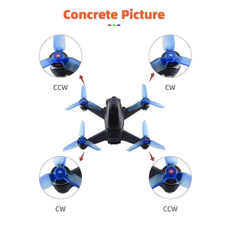 EWB8574 1 Pair Color Propeller Replacement Spare Parts Drone Blades for DJI FPV Combo - Red
