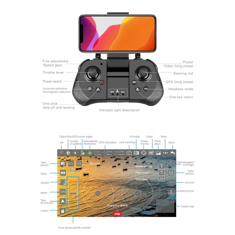4DRC F9 6K Bürstenloser Drohne Ultra HD Luftfoto Falten Quadcopter RC -flugzeuge Mit Dualkameras / GPS / Kopfloser Modus