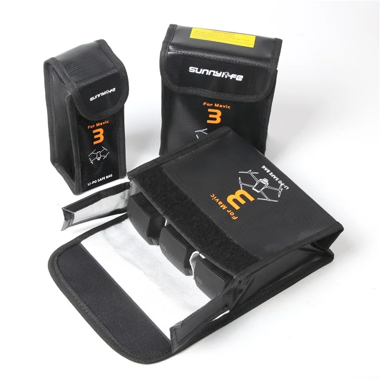 SUNNYLIFE M3-DC106 Explosion-proof 3-Battery Safety Pouch Lithium Battery Protection Storage Bag for DJI Mavic 3