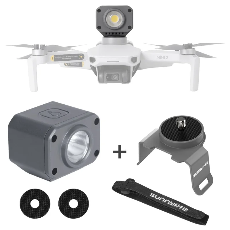 SUNNYLIFE Q9424 3-brightness Adjustable Night Light + Adapter Mount with 1/4" Screw Hole for DJI Mini SE/Mavic Air 2S/Mavic 2