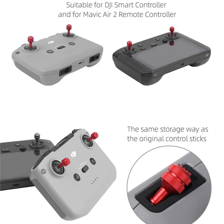SUNNYLIFE YG9301 1 Pair Thumb Rocker Aluminum Alloy Control Joysticks for DJI Mavic 3/Air 2S/Mini 2/Mavic Air 2/Mavic 2 Remote Controller - Red
