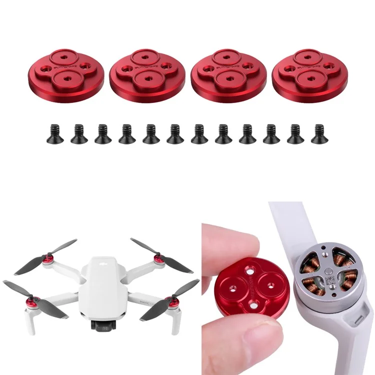 SUNNYLIFE Q9265 4Pcs/Set Motor Cover Aluminum Alloy Motor Cap Dust Cover Protector for DJI Mini SE/Mini 2/Mavic Mini - Vermelho
