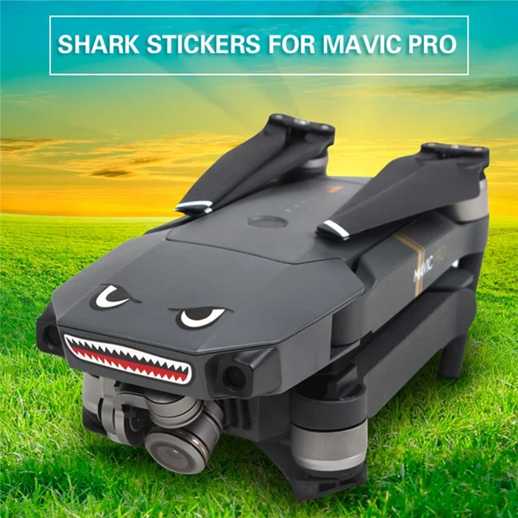 SUNNYLIFE TZ402 Scratch-resistant Stickers Set Drone Decals Shark Expression Embossed Effect Stickers for DJI Mavic 3/Mini SE/Air 2S/Mini 2/Mavic 2/Mavic Pro/Mavic Air/Mavic Air 2/Spark