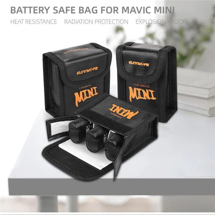 SUNNYLIFE DC294 Explosion-Proof Battery Safe Bag Fireproof Batteries Protective Storage Case for DJI Mini SE/2/Mavic Mini (1Pc Battery Version)