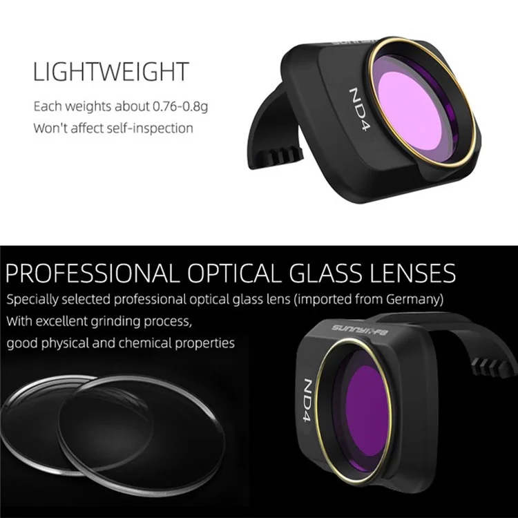 SUNNYLIFE Lightweight Drone Camera Lens Filter Multi Coated ND Filters for DJI Mini SE/2/Mavic Mini - ND8