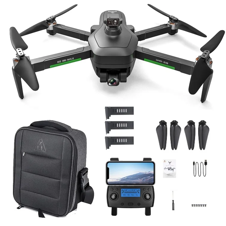 ZLL SG906 MAX1 Powerful Brushless RC Quadcopter Anti-shake Foldable Compact Drone Three Axis 4K HD Camera with Remote Control (Equipped with 3Pcs Drone Battery)