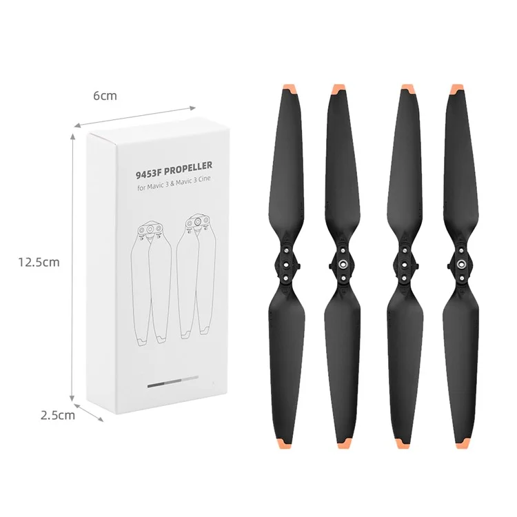 2Pairs Quick-Release 9453F Propeller Set for DJI Mavic 3 Replacement Prop Blades Drone Accessories - Orange