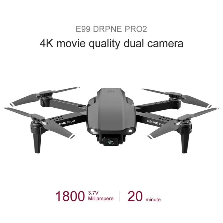 E99 Pro2 un Tasto Droni di Decollo/atterraggio Con Singola Fotocamera 4K Modalità Senza Testa Altitudine Hold Professional Quadcopter Professional - Grigio