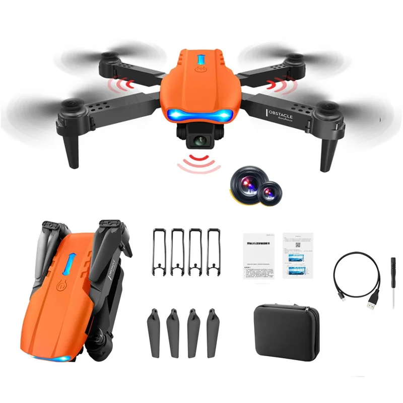 K3 Dual 4K Cameras Professional Foldable G-Sensor Quadcopter Three-Side Obstacle Avoidance Drone Aircraft - Orange